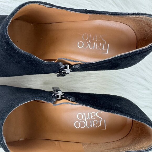 Franco Sarto Bassett Genuine Suede Low Ankle Block Heel Boot Bootie Black Size 9 - Picture 8 of 13